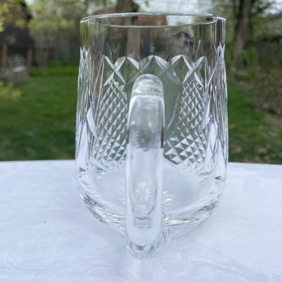 Waterford Vtg Heavy 14 oz Tankard Dunmore w/ Crest 4.5" Tall Mug Handles - Picture 2 of 11